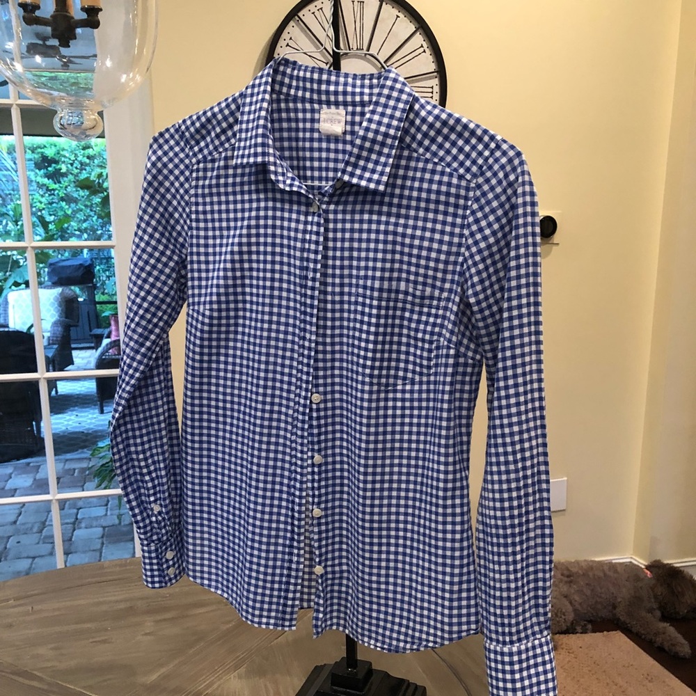 J Crew “ The Perfect Shirt” blue plaid